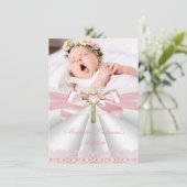 バプテスマ《キリスト教》洗礼式や命名式金ゴールドクロスガールズピンク2 招待状 (スタンド正面)