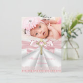 バプテスマ《キリスト教》洗礼式や命名式金ゴールドクロスガールズピンク 招待状 (スタンド正面)