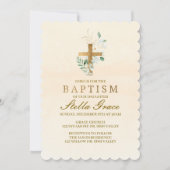 バプテスマ,バプテスマ招待状,緑と金ゴールド 招待状 (正面)