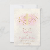 バプテスマ |フェイクグリッターとピンクの水色 招待状 (正面)