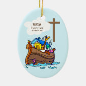 バプテスマ・ボーイ・ノアの箱舟、かわいい動物パーソナライズされた セラミックオーナメント (裏面)