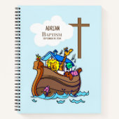 バプテスマ・ボーイ・ノアの箱舟、かわいい動物パーソナライズされた ノートブック (正面)