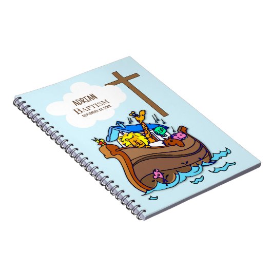 バプテスマ・ボーイ・ノアの箱舟、かわいい動物パーソナライズされた ノートブック (右側)