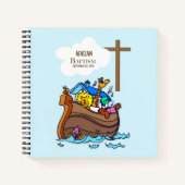 バプテスマ・ボーイ・ノアの箱舟、かわいい動物パーソナライズされた ノートブック (正面)
