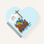 バプテスマ・ボーイ・ノアの箱舟、かわいい動物パーソナライズされた ノートブック (正面)