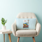 バプテスマ・ボーイ・ノアの箱舟、かわいい動物パーソナライズされた ランバークッション (椅子)