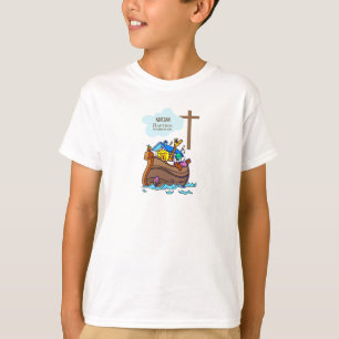 バプテスマ・ボーイ・ノアの箱舟、かわいい動物パーソナライズされた Tシャツ