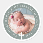 バプテスマ |写真カスタムとクロス ラウンドシール (正面)
