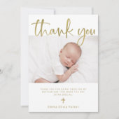 バプテスマ |写真シンプル付きミニマル金ゴールド サンキューカード (正面)