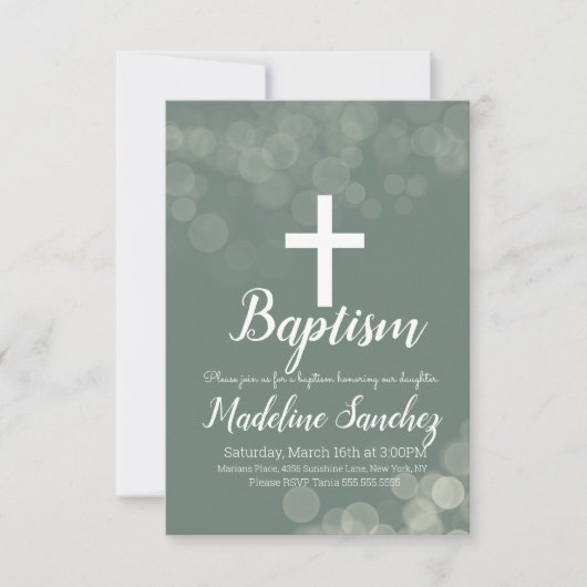 バプテスマ《写真》ぼけ味ライト献身《キリスト教》洗礼式や命名式 招待状 (正面)