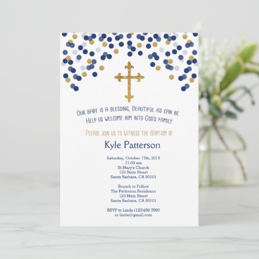 バプテスマ、海軍《キリスト教》洗礼式や命名式招待状と金ゴールド 招待状 (スタンド正面)