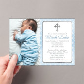 バプテスマ |男の子の永遠リングや輪が写真を交差 アクリル招待状 (インサイチュ (ポータブル))