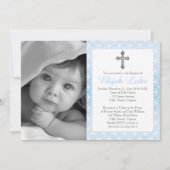 バプテスマ |男の子の永遠リングや輪が写真を交差 招待状 (正面)