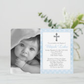 バプテスマ |男の子の永遠リングや輪が写真を交差 招待状 (スタンド正面)