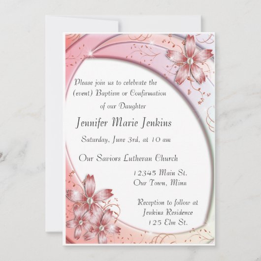 バプテスマ、確認お祝い招待状 招待状 (正面)