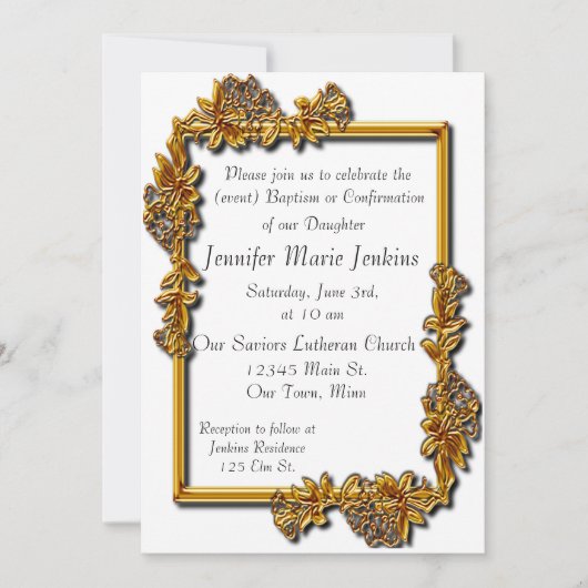 バプテスマ、確認お祝い招待状 招待状 (正面)