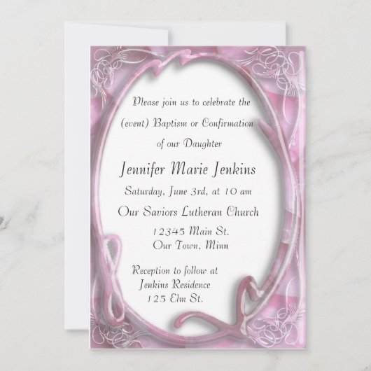 バプテスマ、確認お祝い招待状 招待状 (正面)