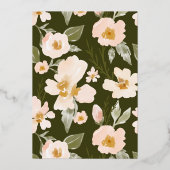 バプテスマ&第1誕生日エレガント水彩花模様 箔招待状 (裏面)