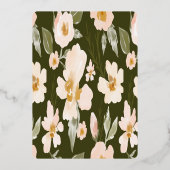 バプテスマ&誕生日の水カラー花模様写真 箔招待状 (裏面)