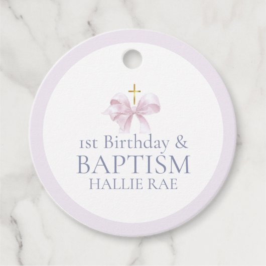 バプテスマ&誕生日サンキューピンク フェイバータグ (正面)