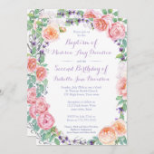 バプテスマ/誕生日パーティー/コミュニオン 招待状 (正面/裏面)