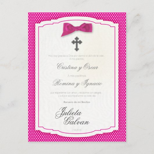 バプテスマ，誕生日，キンセアニラ結婚の形見 ポストカード (正面)