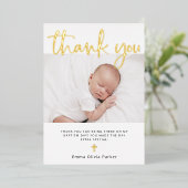 バプテスマ | 2枚のフォトサンキューカードゴールドフォイル 箔招待状 (立ち正面)