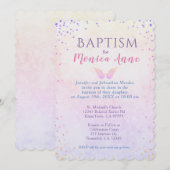 バプテスマ | Angel Wings & Rainbow紙吹雪 招待状 (正面/裏面)