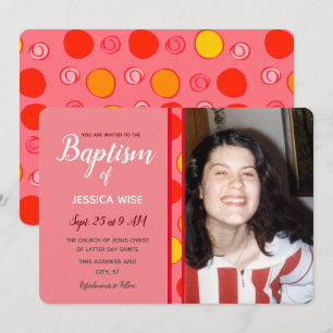 バプテスマLDSガールジオメトリックおもしろいサークル 招待状