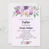 バプテスミレの花の緑の十字架 招待状 (正面)