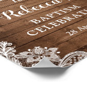 バプテスムウェルカムサイン素朴フローラストリングライト ポスター (角)