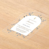 バプテスムブルーの葉アクリル招待状 アクリル招待状 (レイダウン)