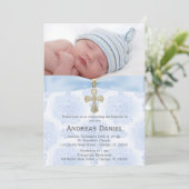 バプテスムブルーバラと写真 招待状 (スタンド正面)