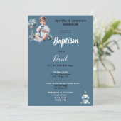 バプテスムブルーパーソナライズされた 招待状 (スタンド正面)