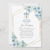 バプテスムブルーフローラドレープクロスボーイズ 招待状 (正面)