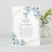 バプテスムブルーフローラドレープクロスボーイズ 招待状 (スタンド正面)