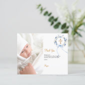 バプテスムブルーフローラリース写真サンキューカード (スタンド正面)