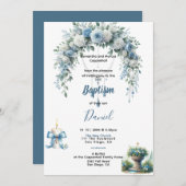 バプテスムブルーフローラ 招待状 (正面/裏面)