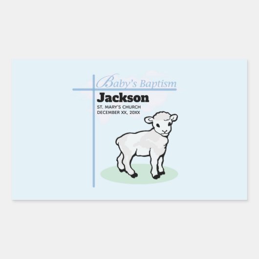 バプテスムブルーボーイラム、カスタマイズ可能 長方形シール (正面)