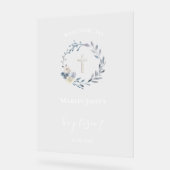 バプテスムブルーリース歓迎サイン アクリルサイン (傾斜)