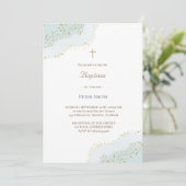 バプテスムブルー水カラーデザイン 招待状 (スタンド正面)