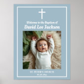 バプテスムホワイトクロスダスティブルー1フォトウェルカム ポスター (正面)