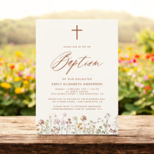 バプテスムワイルドフラワースクリプトニュートラルベージュ