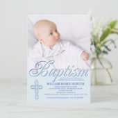 バプテスムワードブルーフォト招待状 招待状 (スタンド正面)