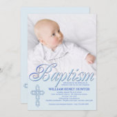 バプテスムワードブルーフォト招待状 招待状 (正面/裏面)