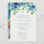 バプテスメアリーイエズブルーフローラシャームロック 招待状 (正面/裏面)