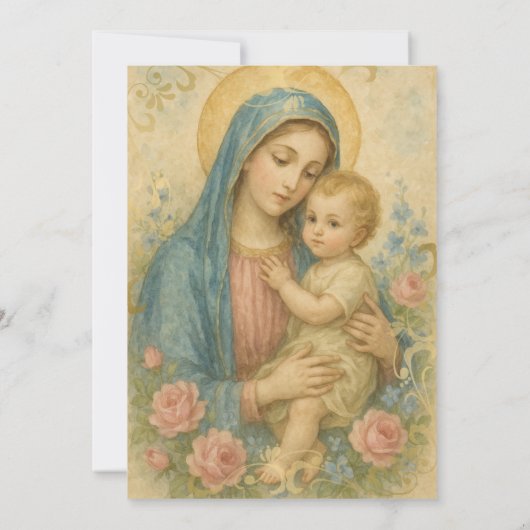 バプテスメアリーズウィズイエズピンクローズヴィンテージ 招待状 (裏面)