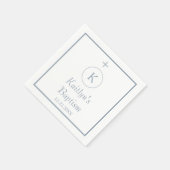 バプテスモノグラムイニシャルダスティブルーホワイトエレガント スタンダードカクテルナプキン (角)