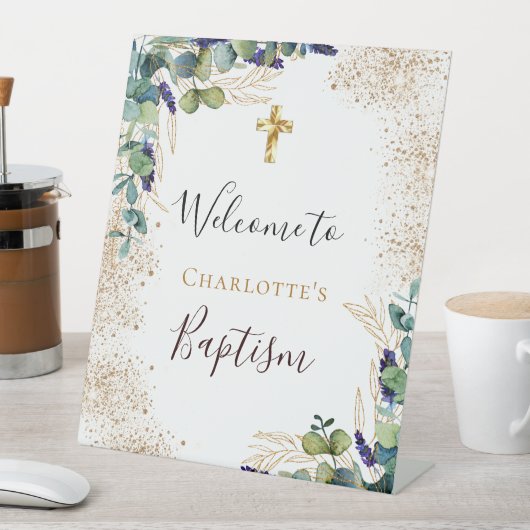 バプテスユーカリの緑のエレガント歓迎 台座サイン (インサイチュ)