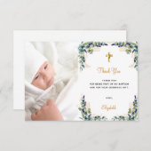 バプテスユーカリカスタムス写真白金ゴールド サンキューカード (正面/裏面)